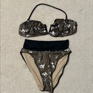 Floral Bikini Set with High-Waisted Bottoms